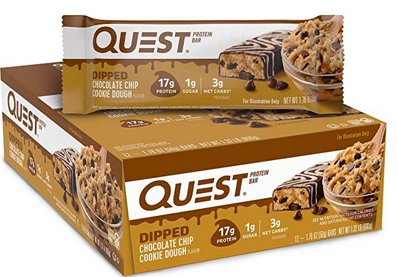 Quest Nutrition Dipped Chocolate Chip Cookie Dough Protein Bars, 12 Count only $13.05 shipped!