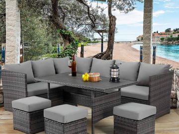 Rattan 7-Piece Outdoor Dining Sofa Set