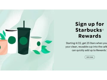 Earn 25 Stars With Reuseable Cup at Starbucks