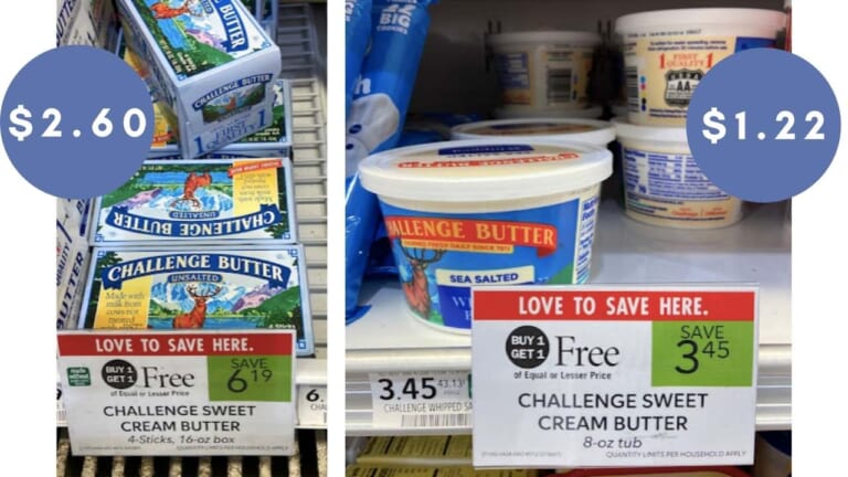 Challenge Whipped & Sweet Cream Butter as Low as $1.22 at Publix