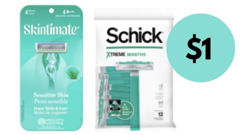 Skintimate & Schick Coupon | Disposable Razors for $1