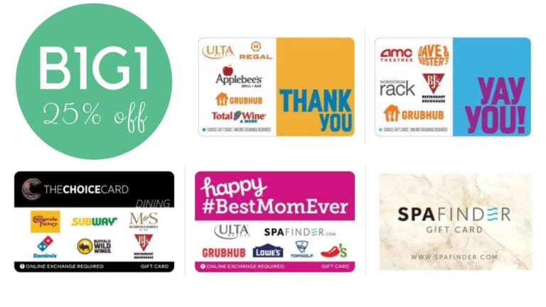 B1G1 25% Off Happy/Choice/Spa Gift Cards