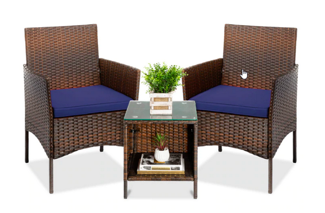 3-Piece Outdoor Patio Wicker Bistro Set