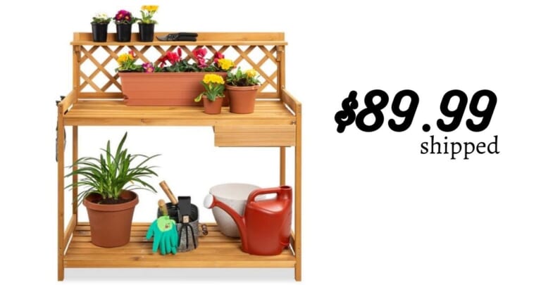 Wooden Garden Potting Bench Workstation for $89.99 Shipped