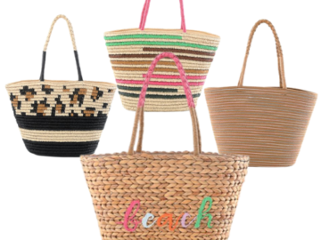 Time & Tru Straw Beach Tote Bags $14.50 (Reg. $25) | 4 Color/Style Options