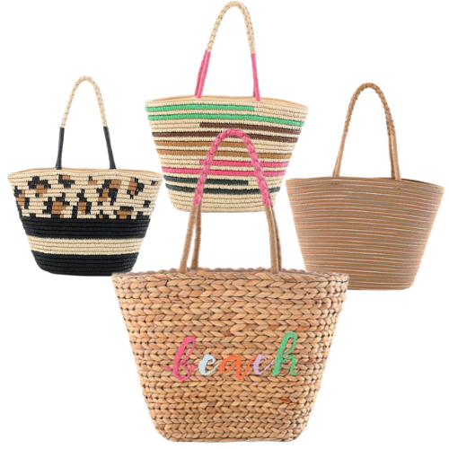 Time & Tru Straw Beach Tote Bags $14.50 (Reg. $25) | 4 Color/Style Options