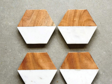 Set of 4 Marble & Natural Mango Wood Coasters $10.40 (Reg. $24.99) – FAB Ratings! | $2.60 each!