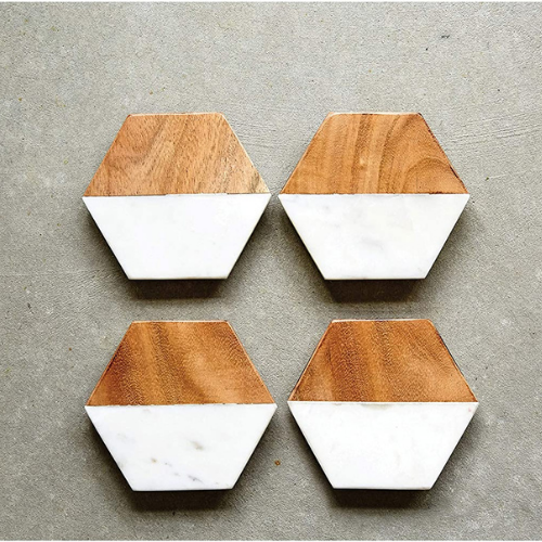 Set of 4 Marble & Natural Mango Wood Coasters $10.40 (Reg. $24.99) – FAB Ratings! | $2.60 each!