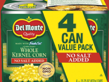 4 Cans Del Monte Fresh Cut Golden Sweet Whole Kernel Corn as low as $4.52 Shipped Free (Reg. $6.10) – LOWEST PRICE! | $1.13 per 15.25 Oz Can!