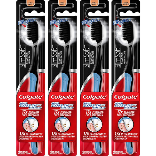 4-Count Colgate Slimsoft Floss-Tip Charcoal Toothbrush $8.40 (Reg. $19.96) | $2.10 each! With Soft Bristles!