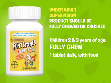 80-Count Flintstones Chewable Toddler Vitamins as low as $6.99 Shipped Free (Reg. $10) – 2K+ FAB Ratings! | $0.09 per Tablet! Vitamin C, Vitamin D, Folate & More!