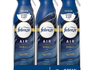 3-Pack Febreze Air Freshener Spray, Ocean as low as $7.66 Shipped Free (Reg. $12.72) – $2.55 each! – 100% natural propellant!