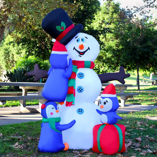 6FT Snowman Christmas Inflatables with Three Penguins $20 After Code (Reg. $40) + Free Shipping