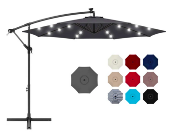 10ft Solar LED Offset Hanging Patio Umbrella only $99 shipped (Reg. $130!)