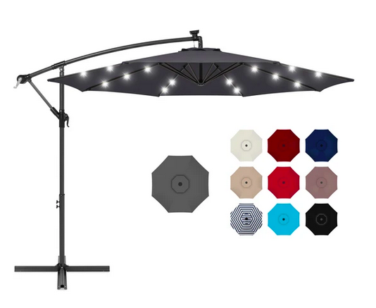 10ft Solar LED Offset Hanging Patio Umbrella only $99 shipped (Reg. $130!)