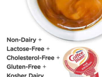 180-Count Nestle Coffee Mate Coffee Creamer as low as $9.17 Shipped Free (Reg. $20.87) – $0.05 each! Shelf-stable, no lactose, and no cholesterol!