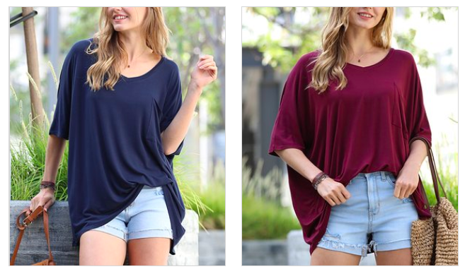 Women’s Oversize Tees only $7.99 + shipping!