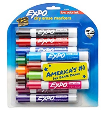 EXPO Low Odor Dry Erase Markers, Chisel Tip