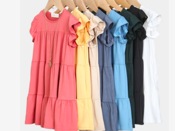 Kids Flutter Sleeve Layered Dress only $13.99 shipped!