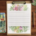 Free Printable Tropical Floral Lined Paper