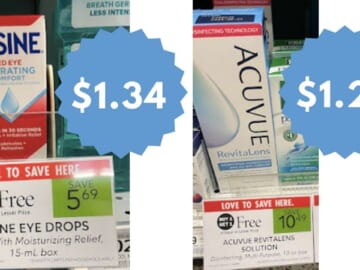 Acuvue Revitalens Contact Solution & Visine Eye Drops Deals