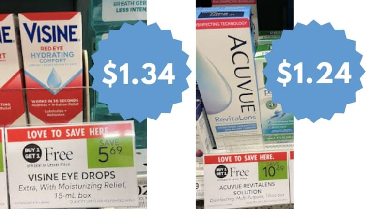 Acuvue Revitalens Contact Solution & Visine Eye Drops Deals