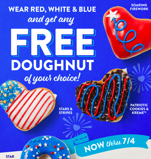 Free Doughnut at Krispy Kreme through July 4, 2022!