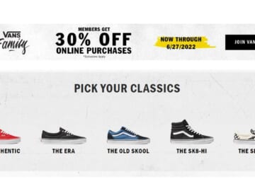 VANS Extra 30% Off + Free Shipping