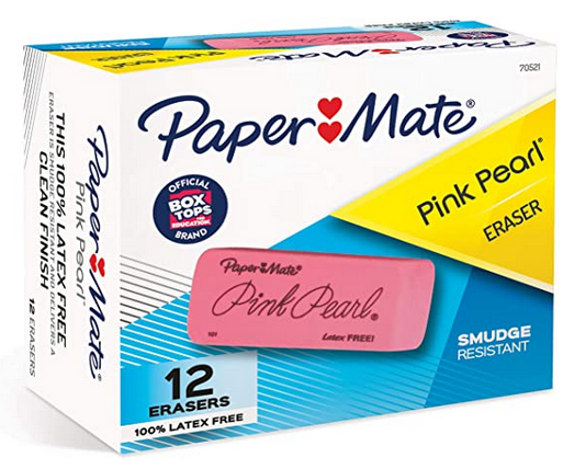 Paper Mate Pink Pearl Erasers, 12 Count only $5.96!