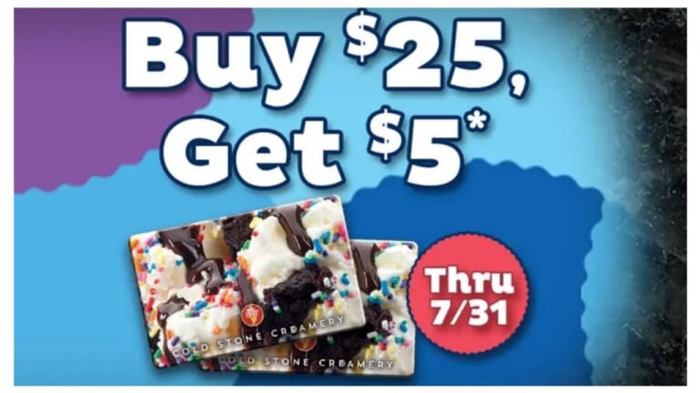 Cold Stone Creamery $5 Bonus Card When You Buy a $25 Gift Card