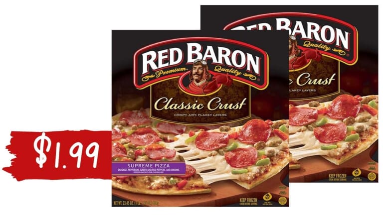 Get Up to 5 Red Baron Frozen Pizzas for $1.99 Each with Kroger eCoupon