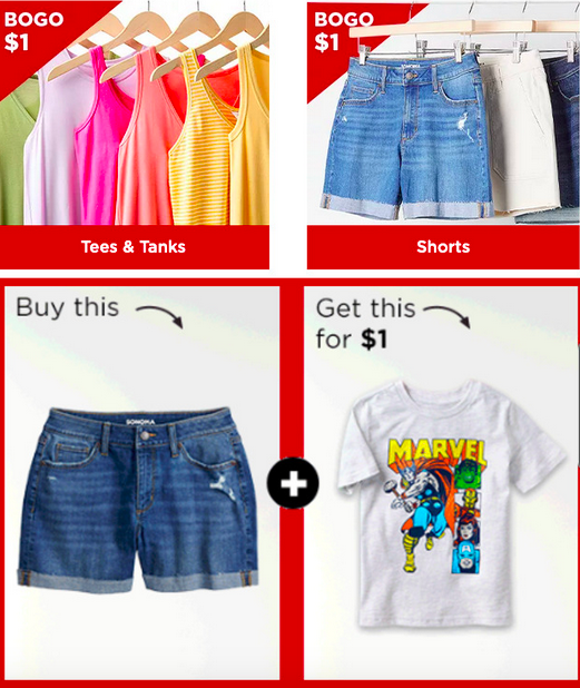 Kohl’s: HUGE Buy One, Get One for $1 Sale (Tees, Tanks, Shorts, and more!