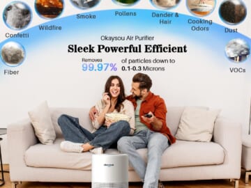 Today Only! Air Purifier with HEPA Filter for Large Rooms $79.96 Shipped Free (Reg. $100) – FAB Ratings! 600 sq ft Coverage + MORE Okaysou HEPA Filter Air Purifiers