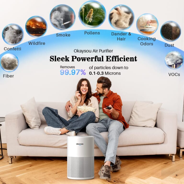 Today Only! Air Purifier with HEPA Filter for Large Rooms $79.96 Shipped Free (Reg. $100) – FAB Ratings! 600 sq ft Coverage + MORE Okaysou HEPA Filter Air Purifiers