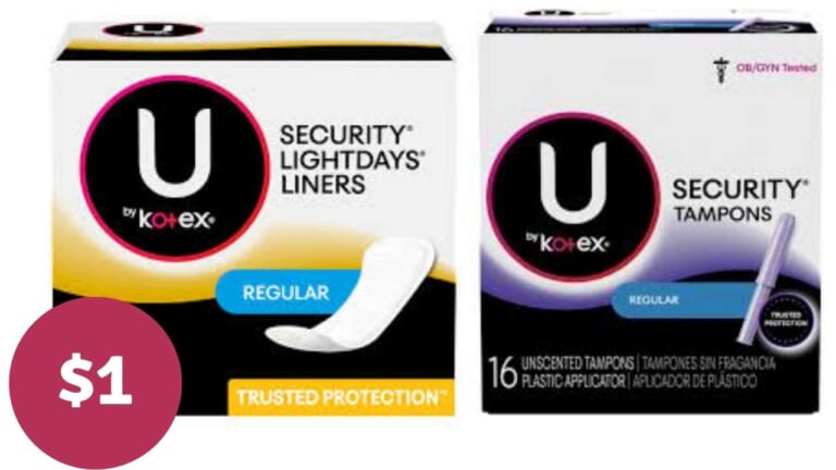 $1 U by Kotex Pads & Liners at CVS