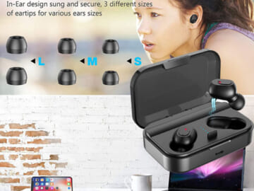 Bluetooth 5.0 Wireless Earbuds with 2000mAh Charging Case $10.99 After Coupon (Reg. $22.99) – 90Hours Continuous Playback