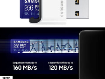 SAMSUNG PRO Plus + Reader 256GB microSDXC Memory Card $37.99 Shipped Free (Reg. $59.99) – Up to 160MB/s UHS-I, U3, A2, V30, Full HD & 4K UHD