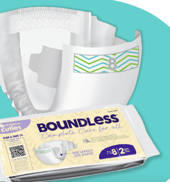 Free Sample of Boundless Size Youth Diapers