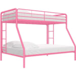 Twin-Over-Full Bunk Bed with Metal Frame and Ladder $135 Shipped Free (Reg. $228.99) – Space-Saving Design, Pink