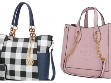 Mariely Checker Tote Bag & Wallet Set for $40