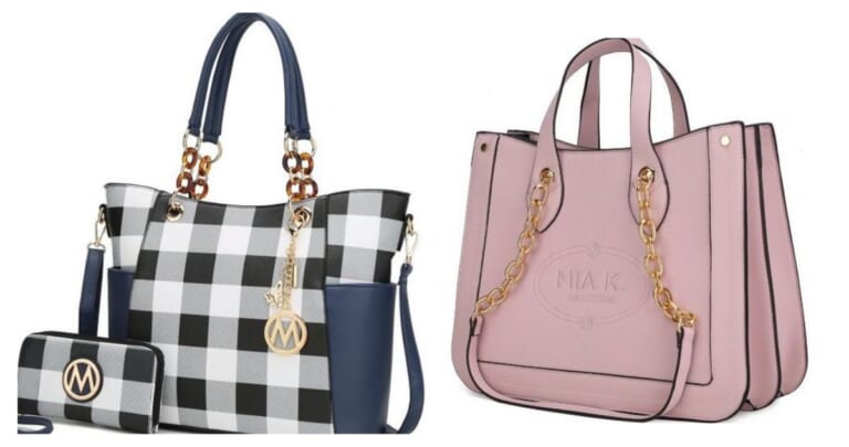 Mariely Checker Tote Bag & Wallet Set for $40