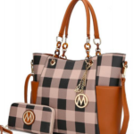 Mariely Checker Tote Bag & Wallet Set