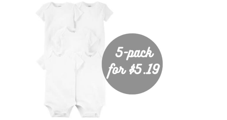 Carter’s 5-Pack Baby Bodysuits for $5.19