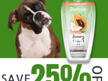 Save 25% on TropiClean Dog Essentials as low as $7.36 After Coupon (Reg. $10.99) + Free Shipping – FAB Ratings! Shampoo, Wipes, Spray Repellents and more!