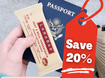 Save 20% on Larabar Gluten Free Vegan Fruit & Nut Bars as low as 92¢ per 1.7oz bar! – With 100% real ingredients and no artificial sweeteners!