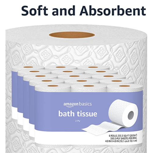 30 Rolls Amazon Basics 2-Ply Toilet Paper  as low as $17.76 Shipped Free (Reg. $27.30) – $0.59/Roll