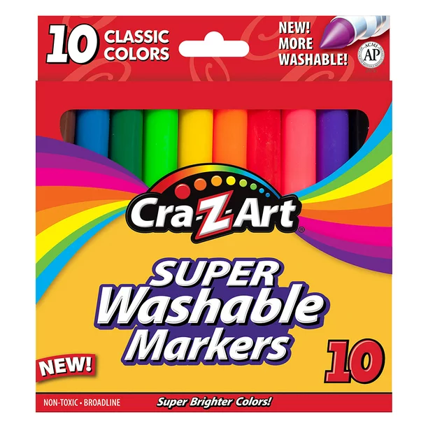 Set of 10 Cra-Z-Art Classic Broadline Washable Markers, Classic Colors $0.50 (Reg. $8) – $0.05/Marker