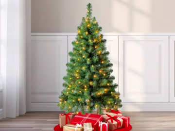 Holiday Time 4-Foot Prelit Christmas Tree only $10!