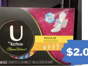 $2.09 U by Kotex Ultra Thin Pads at CVS