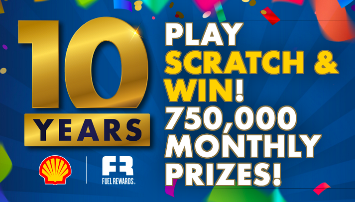 Shell “Fuel Rewards 10-Year Anniversary” Instant Win Game (750,000 Winners!)